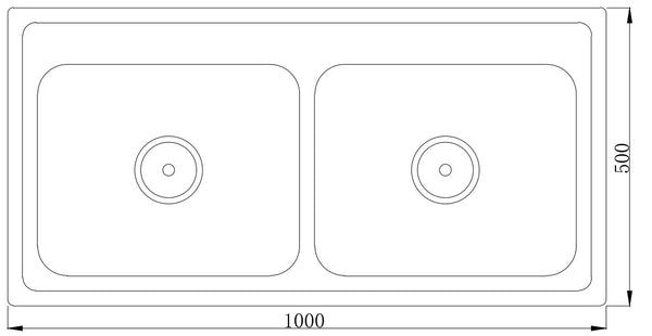 Fregadero prensado de doble seno MT10050DA