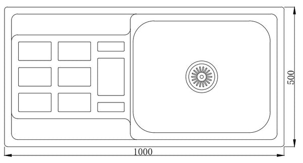 Fregadero de encastre para escurridor con cubeta embutida MT10050F