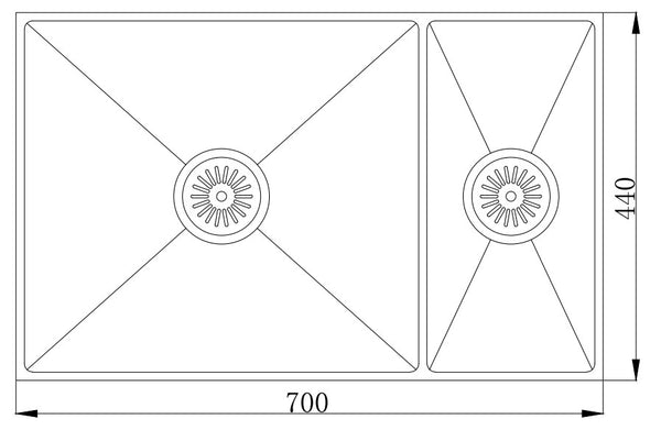 MT7044HDR Double Handmade Sink