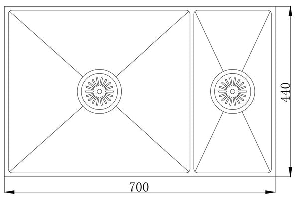 MT7044HD Double Handmade Sink
