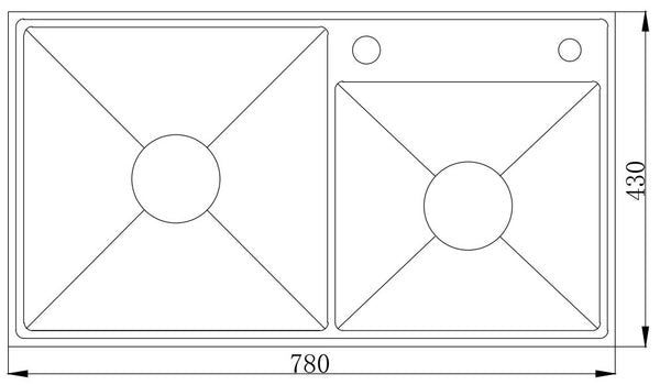 MT7843HB Double Handmade Sink