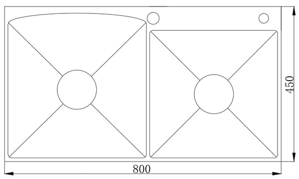 MT8045 Double Handmade Sink
