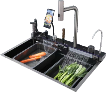 MT7546HFB10B Fregadero de cocina con cascada de acero inoxidable