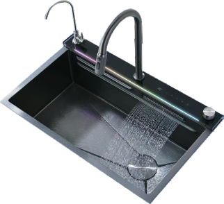 Fregadero de cocina en cascada 7546HFB15 Fregadero de cocina de acero inoxidable