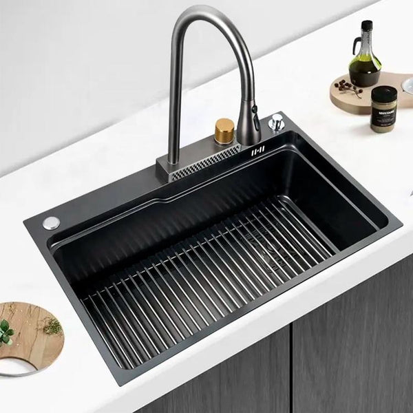 Fregadero de cocina en cascada de acero inoxidable MT7546HFB2