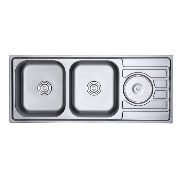 Fregadero prensado de doble seno triangular MT12050L