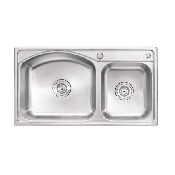 Fregadero prensado con dos senos modelo MT8145 Doble Triángulo