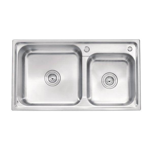 Fregadero prensado de doble seno triangular MT8346